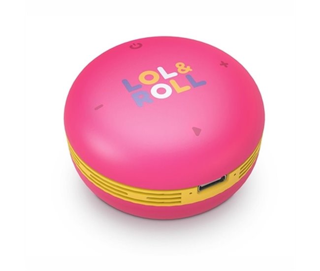 Energy Sistem Lol&Roll Pop Kids Altavoz Bluetooth - Compartir Musica - Cordon Desmontable - Personaje para Colorear  - Color Rosa