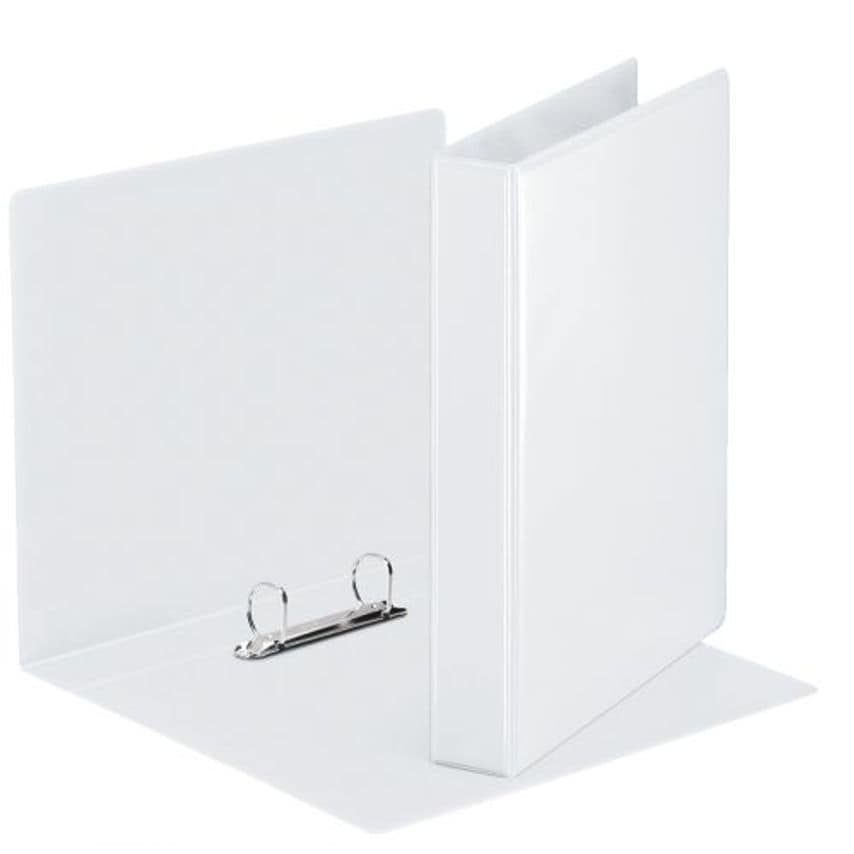 Esselte Carpeta Canguro Gama Basica 25mm - Mecanismo 2 Anillas Mixtas - 2 Bolsillos Exteriores - A4 - Blanco