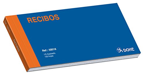 Dohe Talonario de Recibos - Tercio Apaisado - 100 Hojas Preimpresas a 2 Tintas - Sencillo