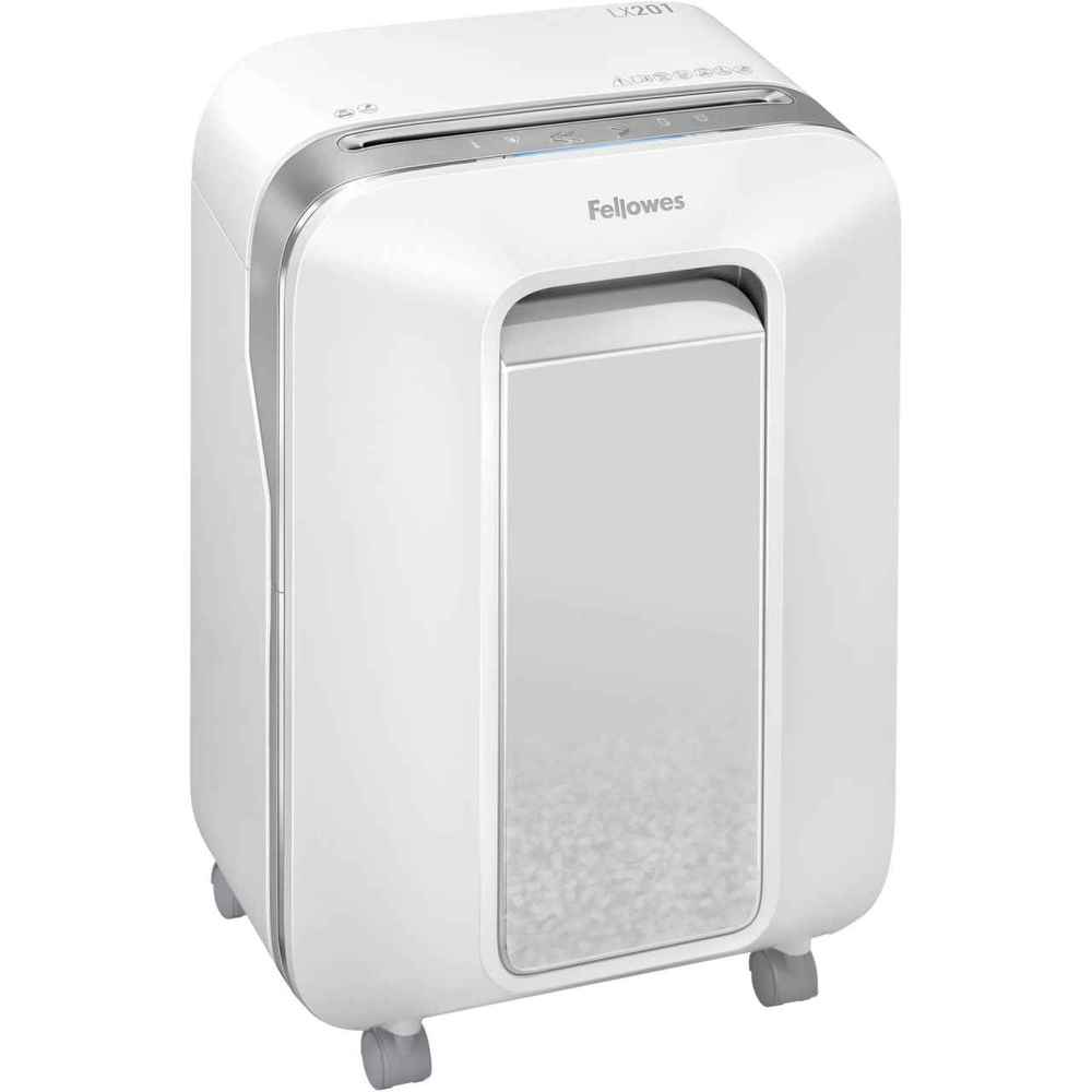 Fellowes LX201 Destructora de Papel Manual Microcorte P-5 - Destruye hasta 12 Hojas - Capacidad de la Papelera 22L - Color Blanco
