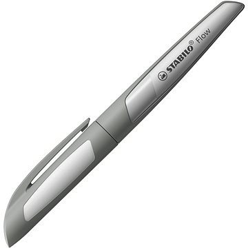 Stabilo Flow Monochrome Pluma Estilografica Recargable - Punta M de Alta Calidad - Agarre Ergonomico - Incluye Cartucho Azul Real - Cuerpo Color Gris Claro