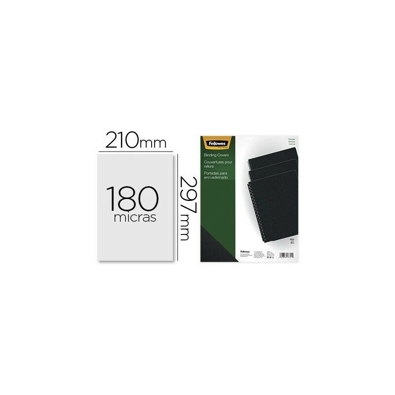Fellowes Pack de 100 Portadas para Encuadernar de PVC A4 - 180 Micras - Acabado de Calidad - Color Negro