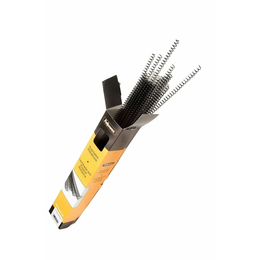 Fellowes Pack de 100 Espirales Metalicas 14mm - Hasta 100 Paginas - Color Negro