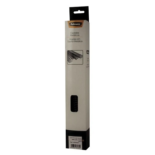 Fellowes Pack de 25 Espirales Metalicas 42mm - Hasta 380 Paginas - Formato A4, Paso 5:1" - Color Negro