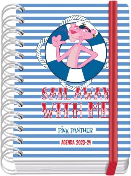 Dohe Pink Panther Sailing Agenda Escolar Espiral Wire?o A6 - Dia Pagina - Papel 80g/m2 - Cubierta de Carton Plastificado - Cierre con Goma Elastica