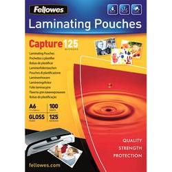 Fellowes Pack de 100 Fundas de Plastificar de 125 Micras - Tamaño A6 - Flechas Indicadoras de uso - Acabado en Brillo