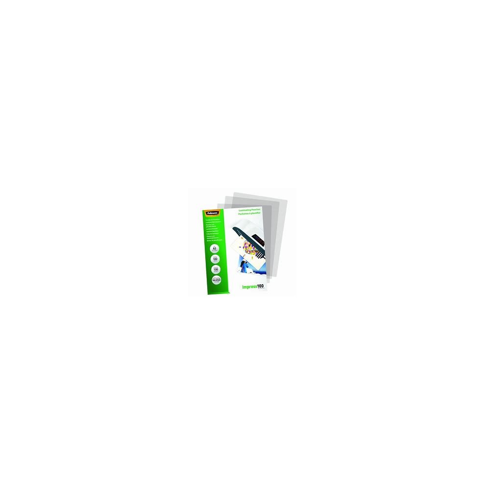 Fellowes Pack de 100 Fundas de Plastificar de 100 Micras - Tamaño A3 - Acabado en Brillo - Flechas Indicadoras