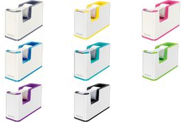 Leitz WOW Dispensador de Cinta Adhesiva - Para Rollos de hasta 19mm x 33m - Incluye Cinta Autoadhesiva Escribible - Color Blanco/Turquesa