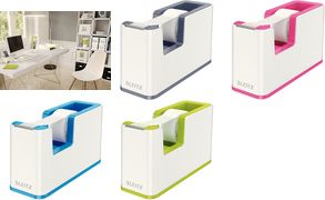 Leitz WOW Dispensador de Cinta Adhesiva - Para Rollos de hasta 19mm x 33m - Incluye Cinta Autoadhesiva Escribible - Color Blanco/Verde
