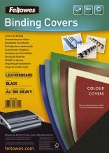 Fellowes Pack de 100 Portadas de Carton Simil Piel Delta Cuero A4 - 250 gr - Color Negro