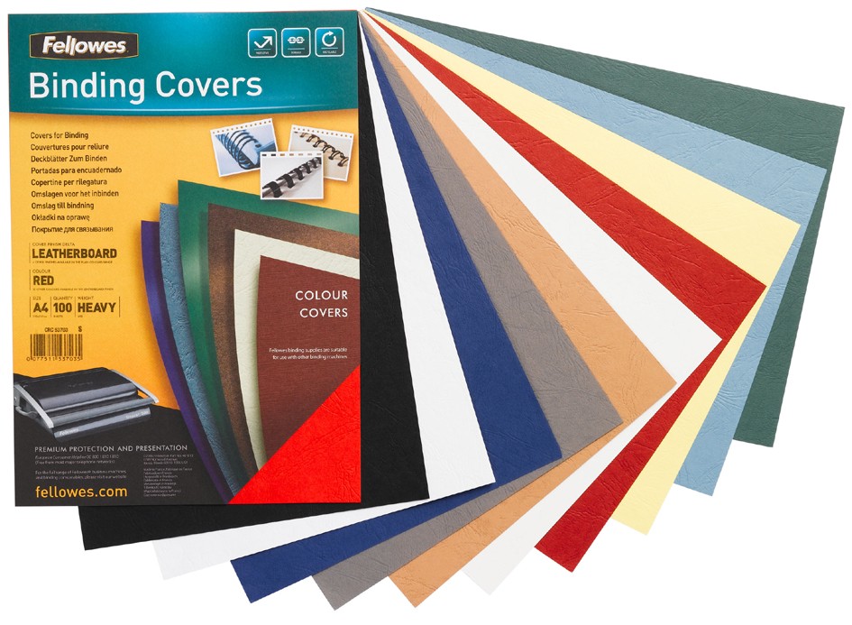 Fellowes Portadas de Carton Fellowes - Tamaño A3 - Acabado en Simil Piel - Amplia Gama de Colores y Texturas - Fabricadas con Carton Reciclable
