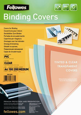 Fellowes Pack de 100 Portadas para Encuadernar de PVC A4 - 300 Micras - Muy Resistentes - Transparente