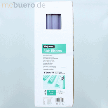 Fellowes Pack de 50 Lomeras A4 3-6mm - Hasta Aprox 60 Hojas - Transparente