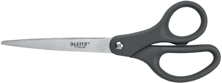 Leitz Tijeras de Acero Inoxidable 18cm - Revestimiento de Titanio - Agarre Ergonomico - Color Gris