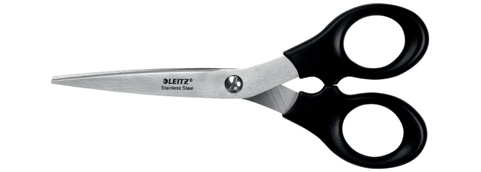 Leitz Tijeras de Acero Inoxidable 16.5cm - Ideales para Casa, Colegio, Oficina - Color Negro