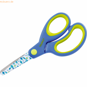 Dahle 54661 Kids Tijeras Infantiles 13cm - Puntas Redondeadas - Acero Inoxidable - Mangos Ergonomicos Recubiertos de Goma - Color Azul/Verde