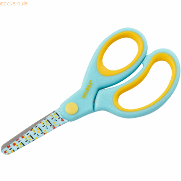 Dahle 54662 Kids Tijeras Infantiles 13cm - Puntas Redondeadas - Acero Inoxidable - Mangos Ergonomicos Recubiertos de Goma - Color Turquesa/Amarillo