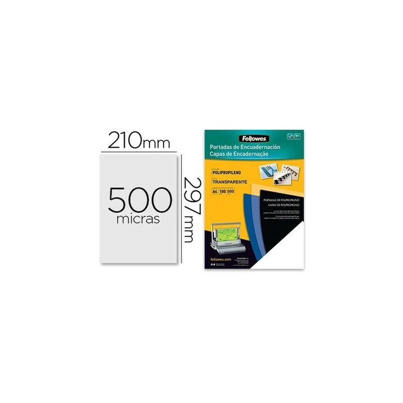 Fellowes Pack de 100 Portadas de Polipropileno A4 - 500 Micras - Acabado de Calidad - Color Transparente