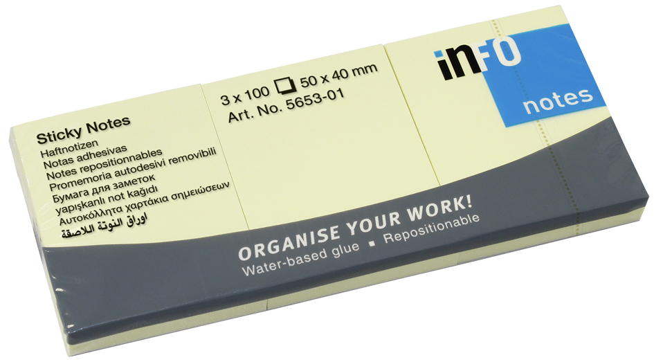 Global Notes inFO Bloc de 100 Notas Adhesivas 100 x 75mm - Certificacion FSC? - Color Amarillo