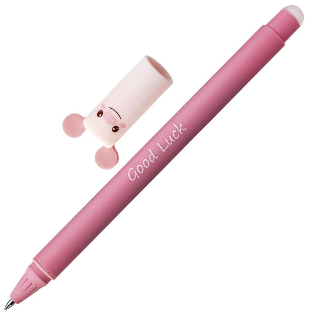 Eberhard Faber Animal Erase It! Boligrafo Borrable Tinta Gel Azul - Trazo 0.7mm - Tacto Soft - Diseño Cerdo