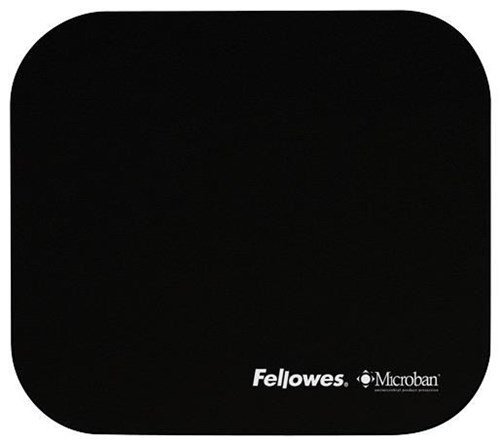 Fellowes Alfombrilla para Raton con Microban - Proteccion Antibacteriana - Base de Goma - 23.2x19.9cm - Color Negro