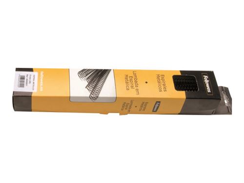 Fellowes Pack de 25 Espirales Metalicas 8mm - Hasta 40 Paginas - Color Negro