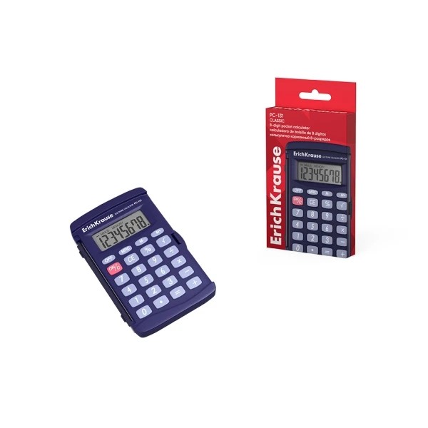 ErichKrause PC-131 Classic Calculadora de Bolsillo con Pantalla LCD de 8 Digitos - Color Azul Oscuro