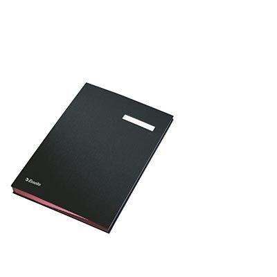 Esselte Portafirmas con 10 Separadores - Cubiertas Forradas de Plastico - Ventana Transparente en el Separador - Color Negro