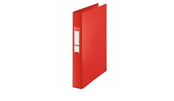 Esselte Carpeta de Anillas - Formato Folio - Capacidad para 190 Hojas - 2 Anillas de 25mm - Color Rojo