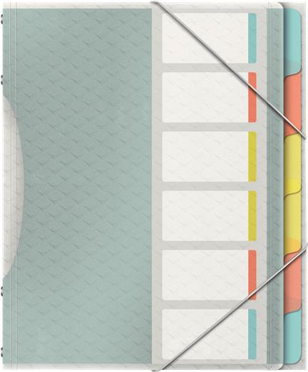 Esselte Colour'Breeze Clasificador con 6 Pestañas Multicolor - Para Formato A4 - 3 Solapas en la Contraportada - Polpropileno en Relieve - Cierre con Goma Elastica - Color Translucido
