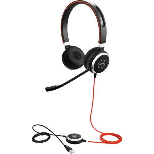 Jabra Evolve 40 MS Auriculares con Microfono USB/3.5mm - Cancelacion Pasiva de Ruido - Diadema Ajustable - Controles en Cable - Color Negro