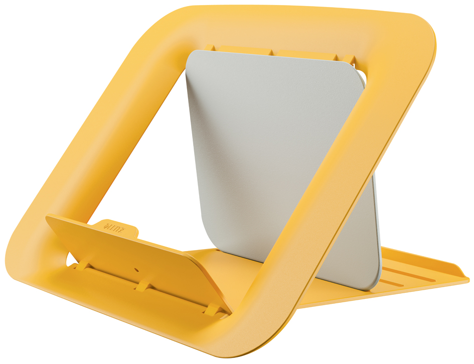 Leitz Ergo Cosy Soporte Ajustable para Portatil de 13 "a 17" - Diseño Ergonomico - Altura Ajustable a 4 Alturas - Color Amarillo Calido