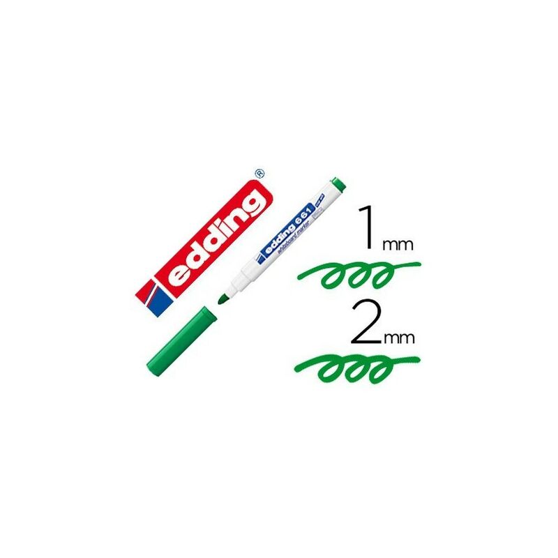 Edding 661 Rotulador para Pizarra Blanca - Punta Redonda - Trazo entre 1 y 2 mm. - Tinta Pigmentada - Borrable en Seco - Color Verde