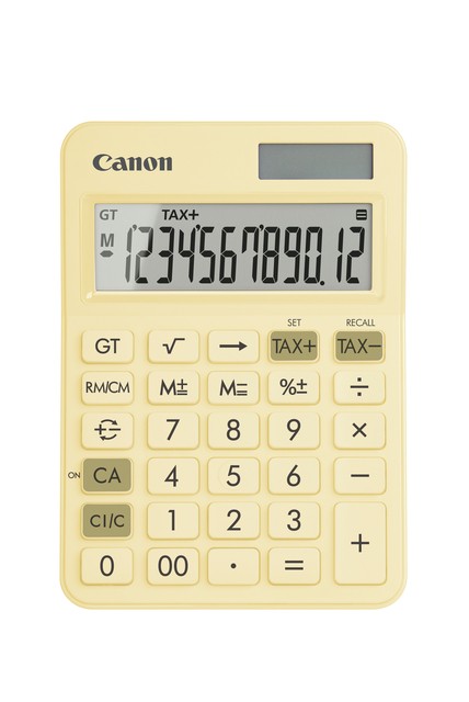 Canon LS-125KB Calculadora de Sobremesa con Pantalla LCD de 12 Digitos - Raiz Cuadrada, Calculo de Constantes, Gran Total, Cambio de Signo etc... - Alimentacion Solar y Pilas - Color Amarillo