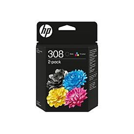 HP 308 Negro + Color Pack de 2 Cartuchos de Tinta Originales - 6L6S6UE