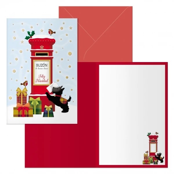 Dohe Buzon Pack de 6 Tarjetas de Felicitacion Navideña con Sobre - Tamaño Cerrada 11.5x17cm, Abierta 23x17cm - Papel Offset - Impresas a todo Color