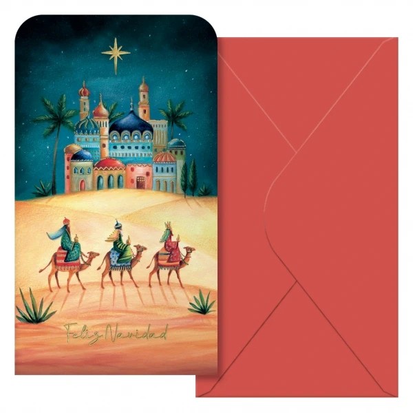 Dohe Oriente Pack de 6 Tarjetas/Billeteros de Felicitacion Navideña con Sobre - Tamaño 9x16cm - Papel Offset - Impresas a todo Color