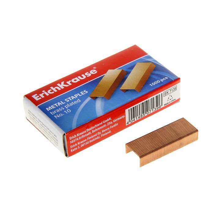 Erichkrause Grapas de Cobre ?10 - 1000 Grapas - Alta Resistencia y Facil Engrapado - Resistente a La Corrosion - Color Cobre