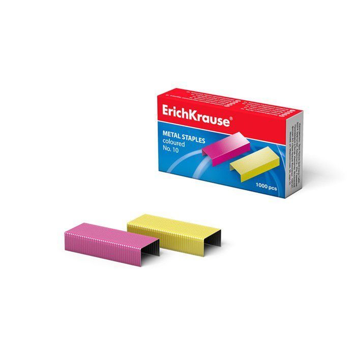 Erichkrause Grapas de Colores ?10 - 1000 Grapas - Alambre de Acero de Alta Calidad - Resistencia Mejorada - Resistente a La Corrosion