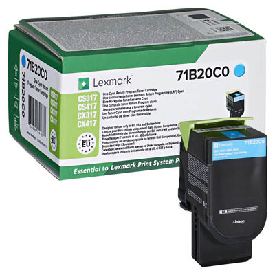 Lexmark CS317/CS417/CS517/CX317/CX417/CX517 Cyan Cartucho de Toner Original - 71B20C0/71B0020