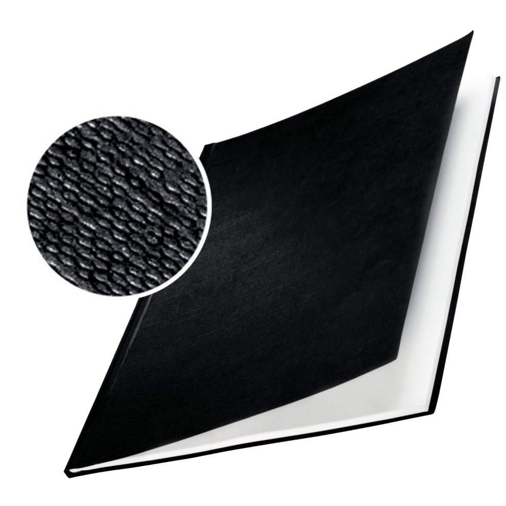 Leitz Pack de 10 Tapas Rigidas Impressbind 10,5mm - Para Formato A4 - Carton con Superficie de Lino Mate - Encuadernacion de Alta Calidad - Color Negro