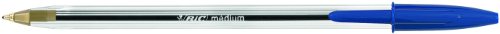 Bic Cristal Original Pack de 5 Boligrafos de Bola - Punta Redonda de 1.0mm - Trazo 0.4mm - Tinta con Base de Aceite - Color Azul