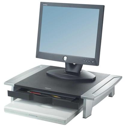 Fellowes Office Suites Soporte para Monitor - 5 Ajustes de Altura - Cajon de Almacenamiento - Espacio para Portatil - Peso Max 36kg