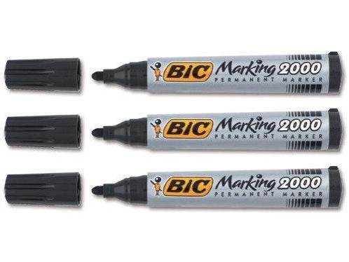 Bic Marking 2000 Ecolutions Rotulador Permanente - Tinta con Base de Alcohol - Ecologico - Secado Rapido - Color Negro