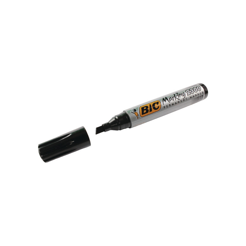 Bic Marking 2300 Ecolutions Rotulador Permanente - Punta Biselada - Trazo 3,7 - 5,5mm - Tinta con Base de Alcohol - Secado Rapido - Color Negro