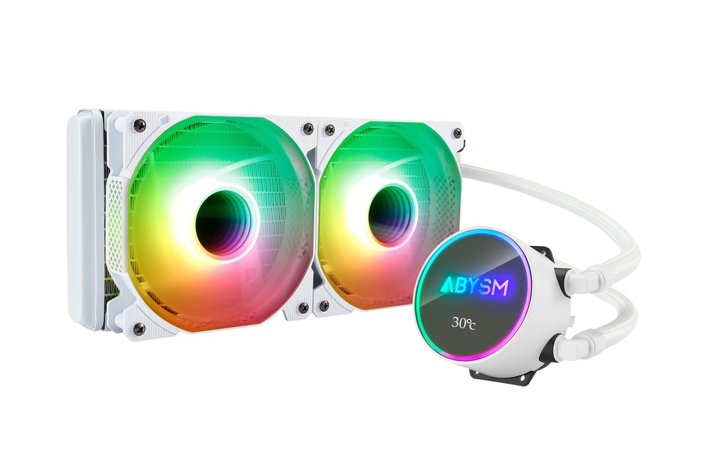 Abysm Artic White 240 ARGB Kit de Refrigeracion Liquida - 2 Ventiladores de 120mm - Iluminacion ARGB - Bomba 2500rpm - Tubos de 335mm - Color Blanco