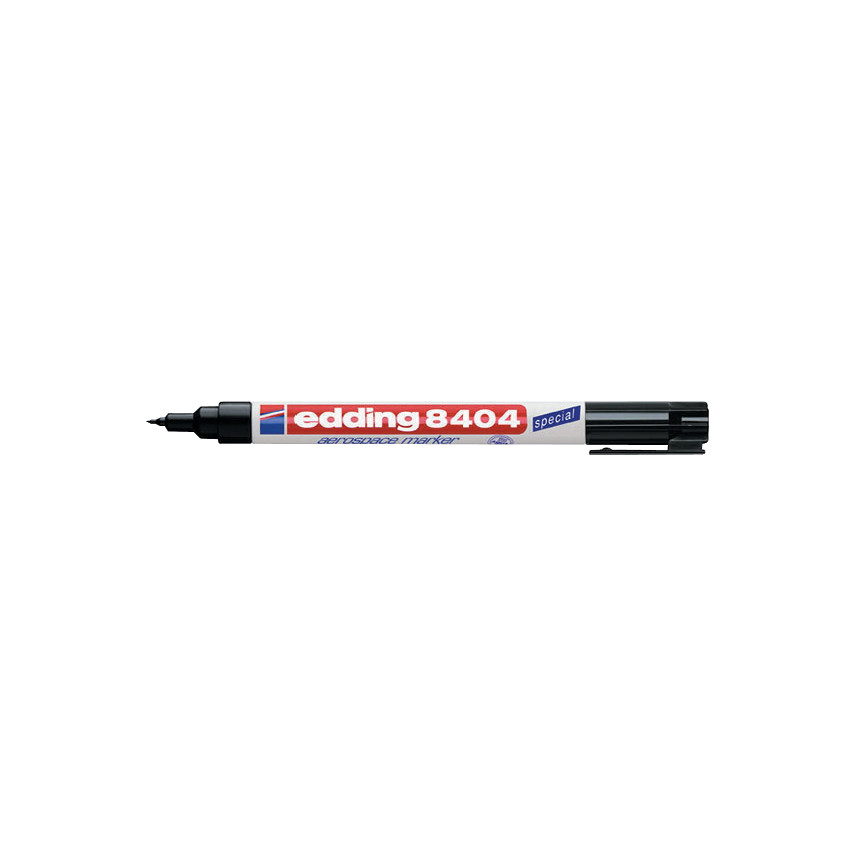 Edding 8404 Rotulador Aeroespacial Permanente - Escribe sobre Metal - Punta Redonda - Trazo 0.75mm - Resistente al Agua, Desgaste y al Roce - Secado Rapido - Color Negro