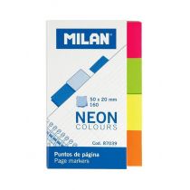 Milan Bloc de 160 Puntos de Pagina Neon - Removibles - Medidas 50mm x 20mm - Colores Surtidos
