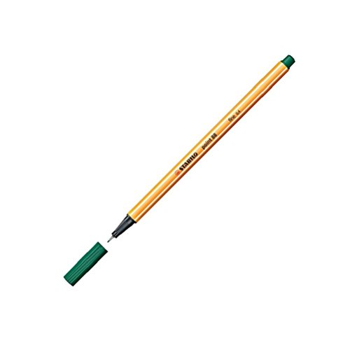 Stabilo Point 88 Rotulador de Punta Fina de Fibra - Trazo de 0.4 mm - Tinta con Base de Agua - Color Verde Pino
