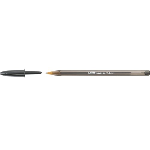 Bic Cristal Large Boligrafo de Bola - Punta Gruesa de 1.6mm - Trazo de 0.60mm - Tinta con Base de Aceite - Translucido - Color Negro
